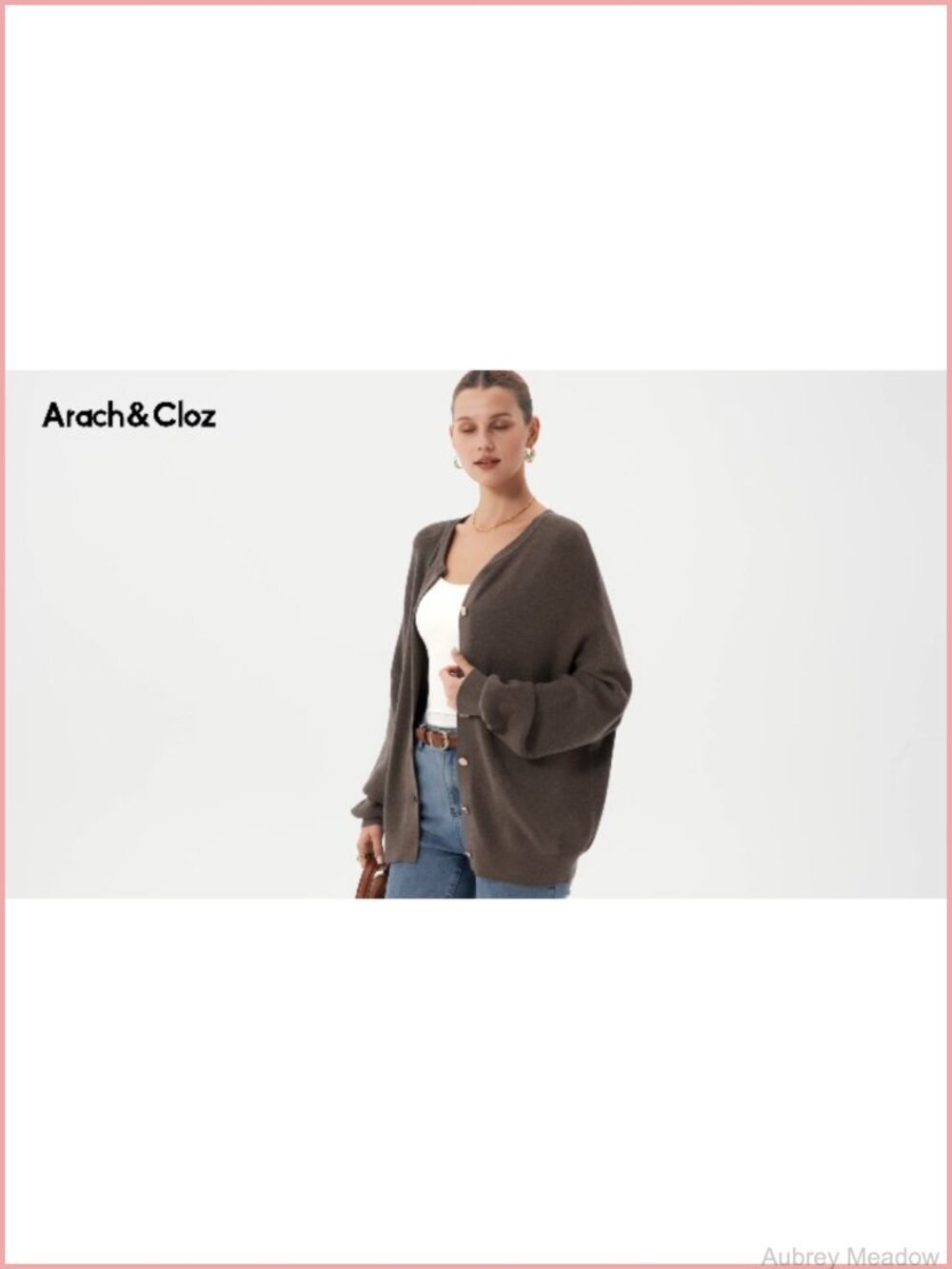 Wool Blend Gold Button Cardigan Ribbed Oversized - Picture 6 of 6